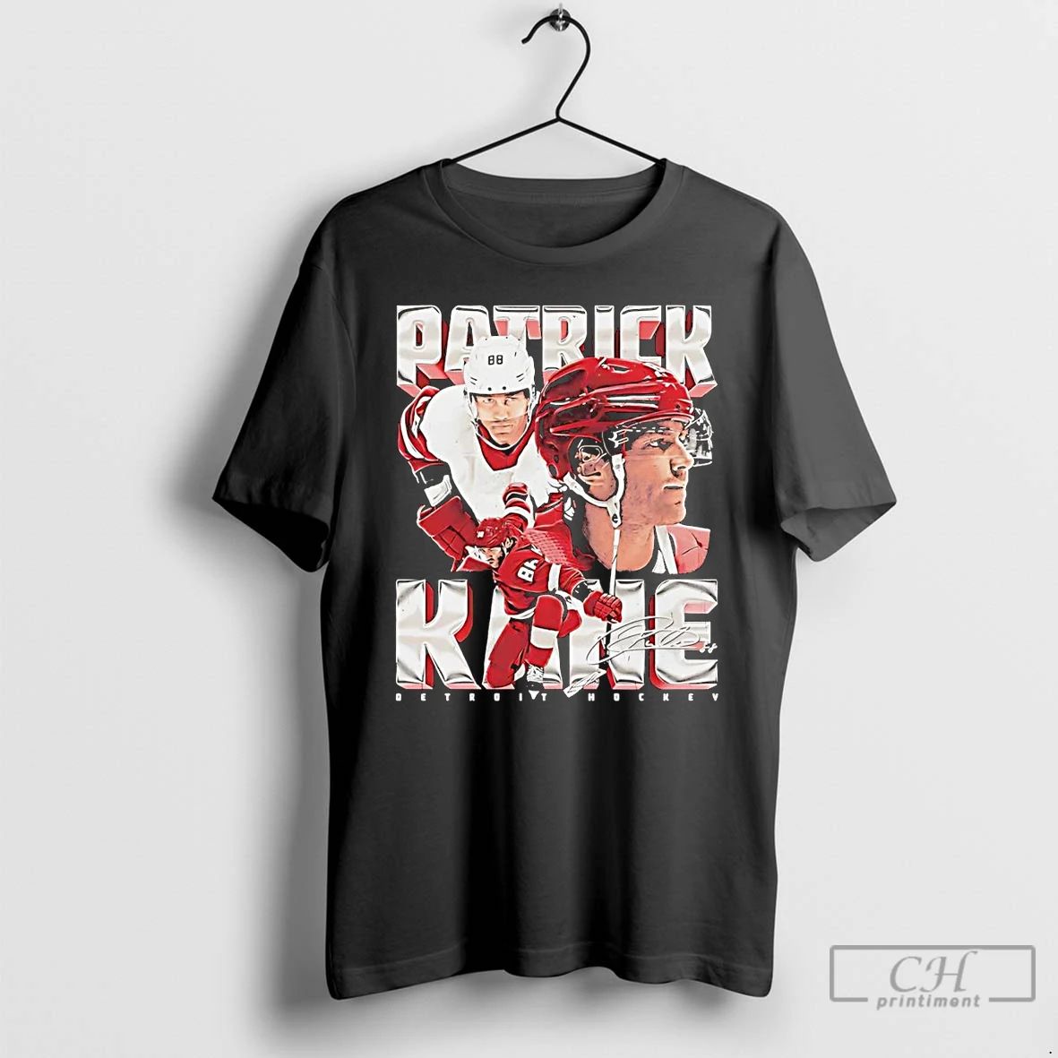 Classic Patrick Kane Picture Collage Signature Detroit Red Wings T Shirts