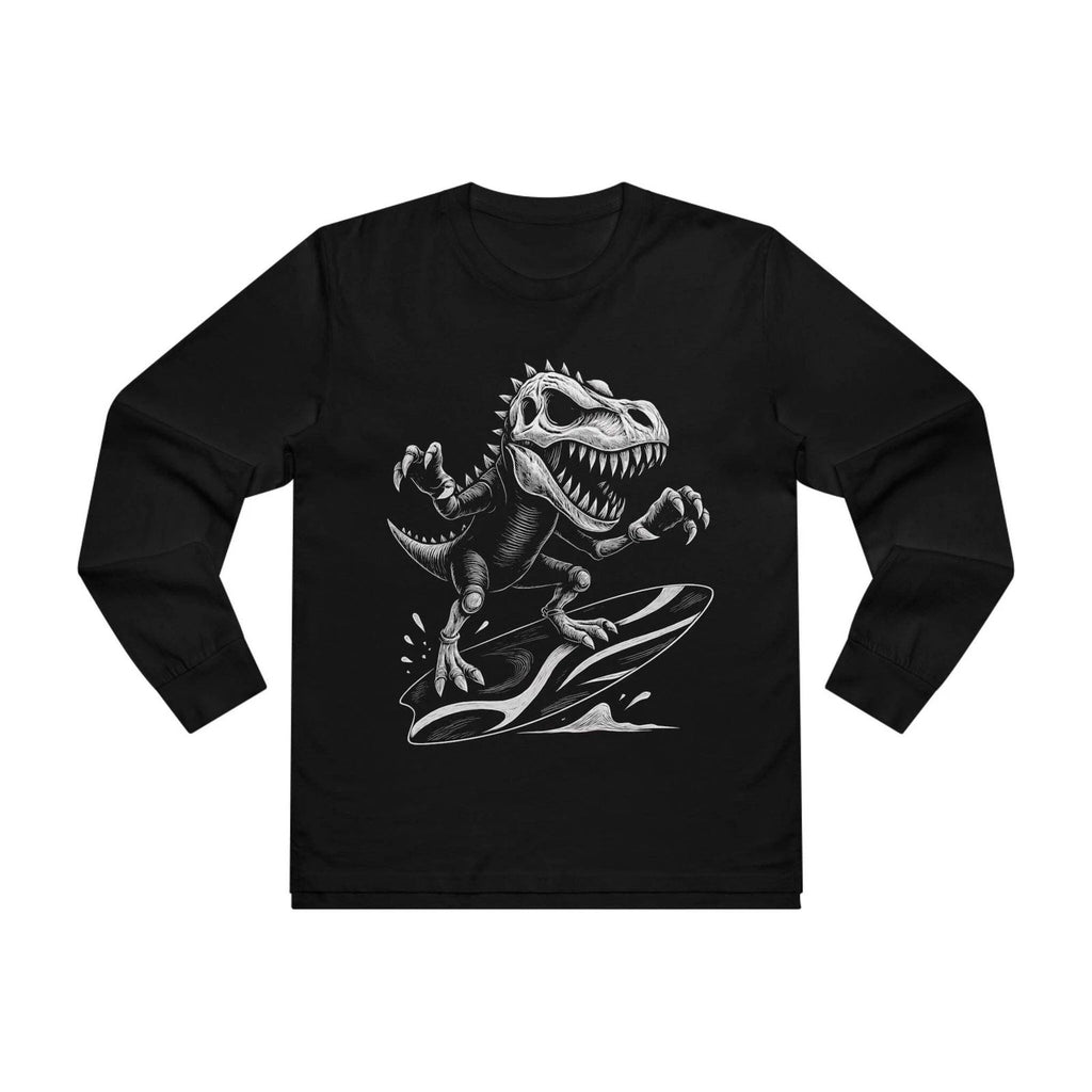 Surfing T-Rex Long Sleeve T-Shirt Tyrannosaurus Rex Surfer Surf Tee Skeleton