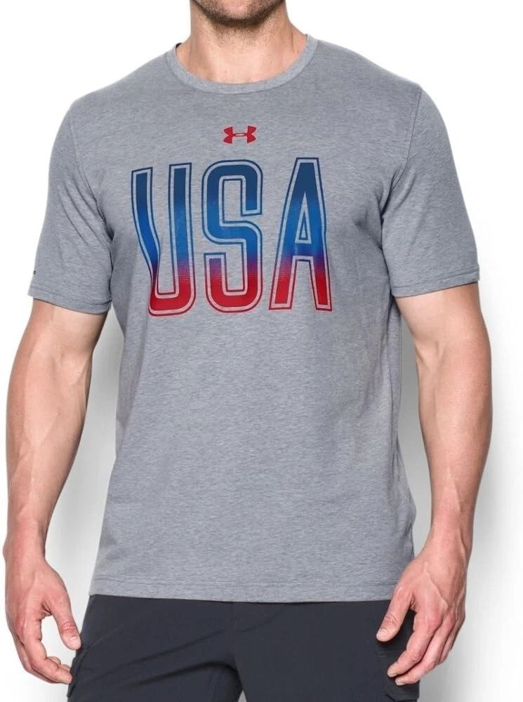 Under Armour HeatGear USA Graphic T Shirt Mens XL Loose Fit Patriotic Athleisure