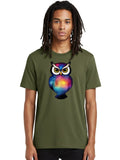 Galaxy-Owl Mens Graphic Tee, 100% Cotton, Casual Summer Wear