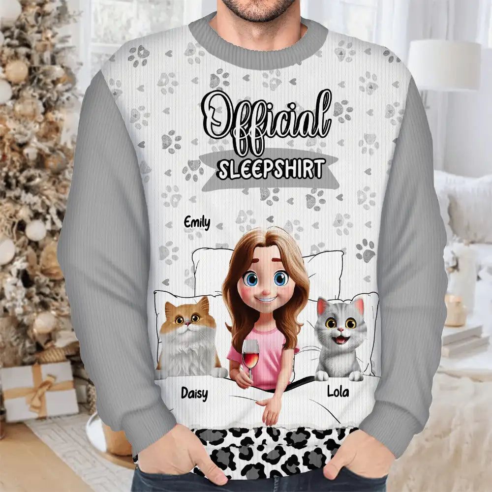 Cat Mom Cat Dad Official Sleep Shirt - Personalized Unisex Ugly Sweater