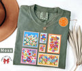 Floral Stamp Boho Comfort Tee Shirt Vintage Style Nature