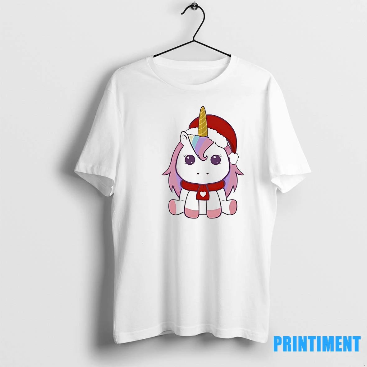 Unicorn Cute Pink With Scarf Heart Christmas Tshirts Sweater
