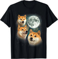 Three Shiba Inu Moon  3 Doge Funny Cute Dog Meme Parody T-Shirt - USA Size