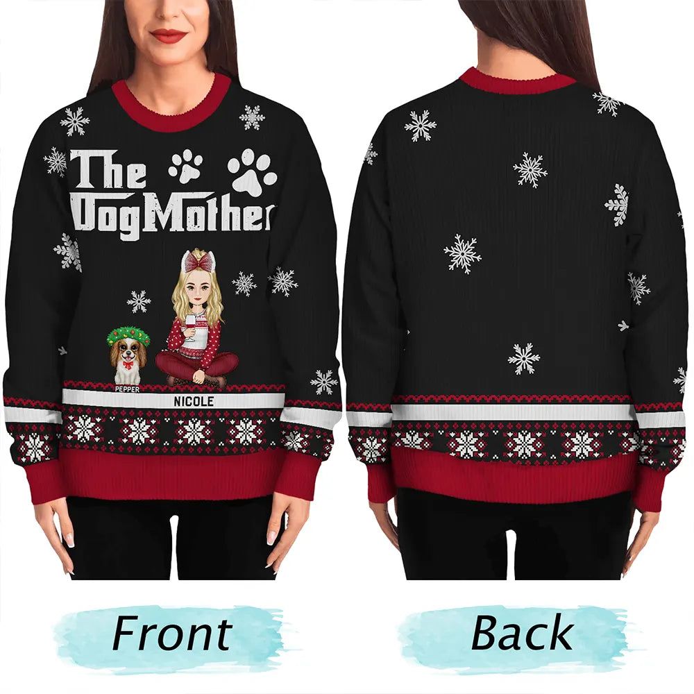 Christmas The Dogmother The Dogfather - Personalized Unisex Ugly Sweater