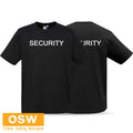 Mens Black SECURITY Printed Short Sleeve Ribbed Elastane Work Uniform Neck Tee