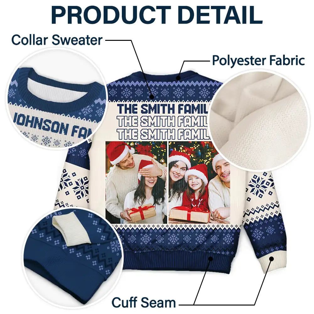 Custom Photo Family Gathering Festive Vibe - Personalized Unisex Ugly Sweater