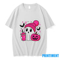 Spooky Ghost Breast Cancer In October We Wear Pink Tshirts Sweater