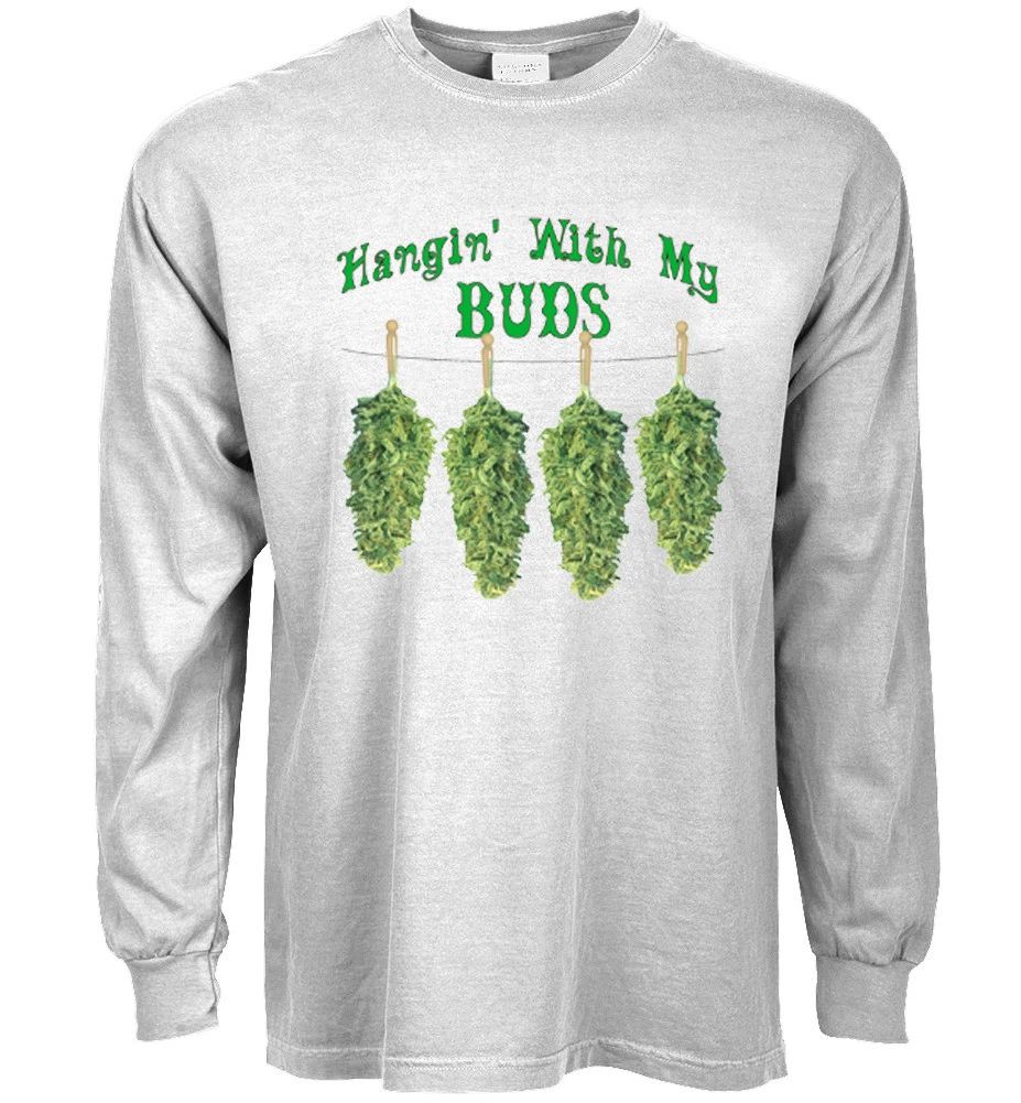 Long sleeve t-shirt 420 pot weed funny decal t-shirt cannabis buds tee