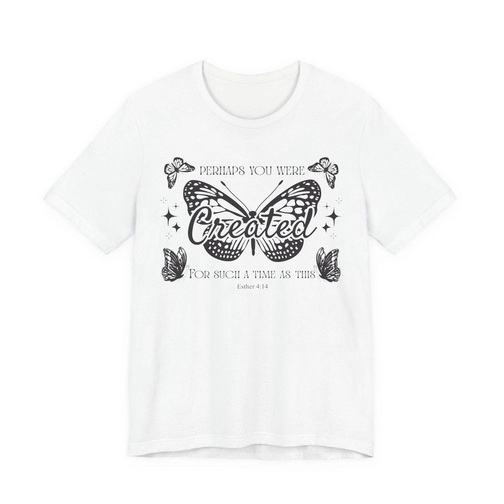 Women T-shirt Created Butterfly Graphic tee Wrapped in Jesus back print.