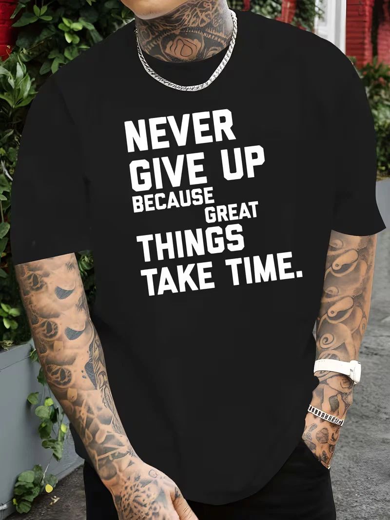 Men’s Motivational Quote T-Shirt | Summer Casual Crew Neck Sports Tee Top
