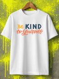 Self-Kindness Motivational Tee for Men Graphic T Shirts White Elegantly Short