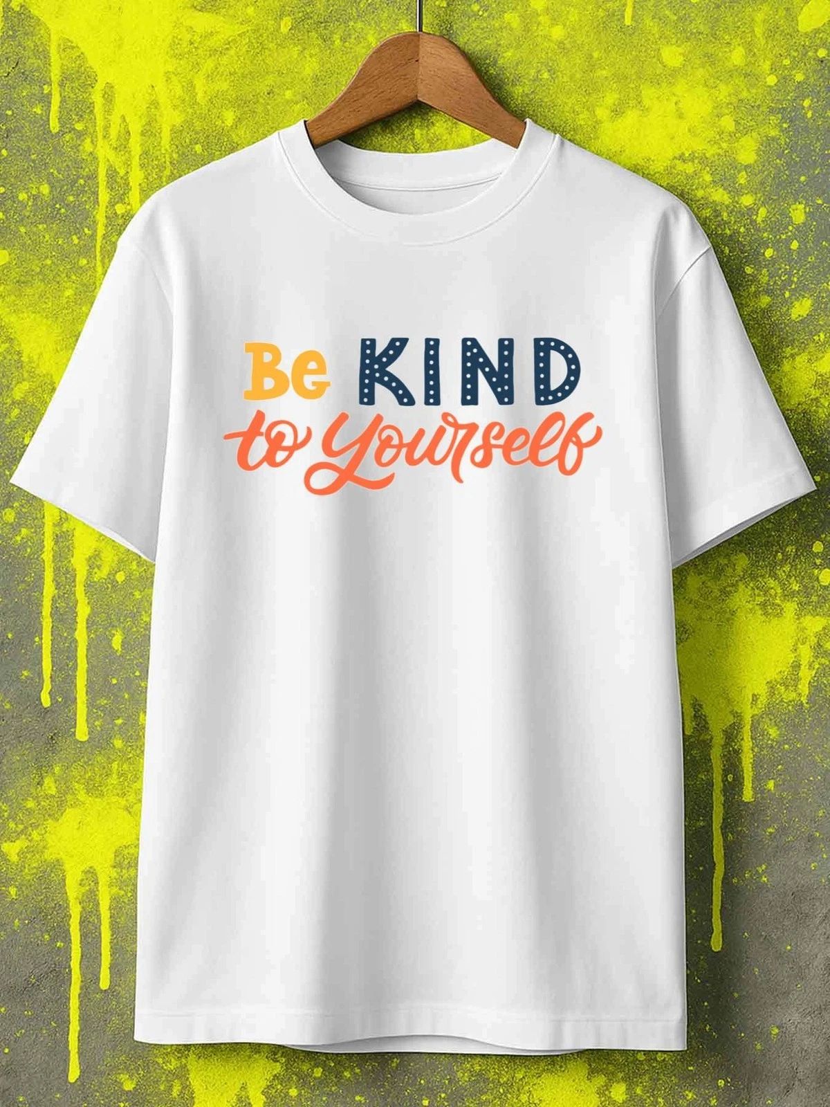 Self-Kindness Motivational Tee for Men Graphic T Shirts White Elegantly Short