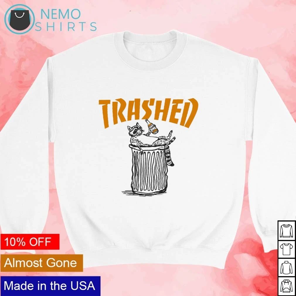 Trashed Raccoon Drinking Beer trash panda shirt