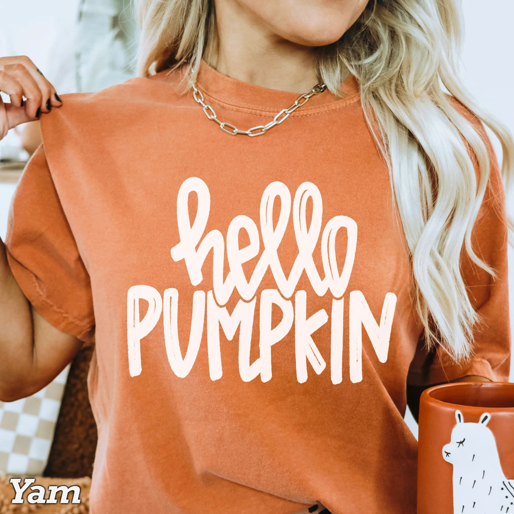 Hello Pumpkin Fall Graphic Shirt | Comfort Color