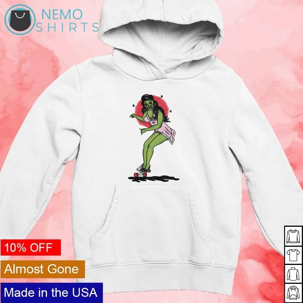Zombie Pin-Up Girl Skater Halloween skateboarding shirt