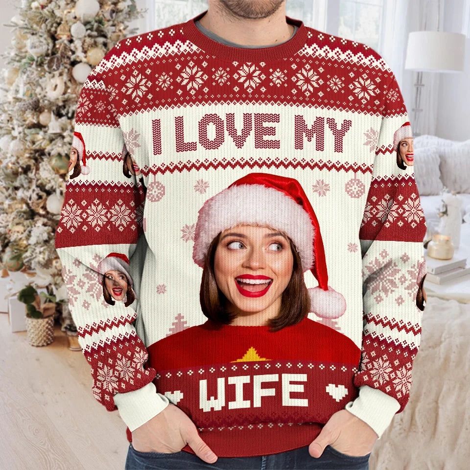Custom Photo Holidays Are Better With You By My Side - Couple Personalized Custom Ugly Sweatshirt - Unisex Wool Jumper - Christmas Gift For Wife