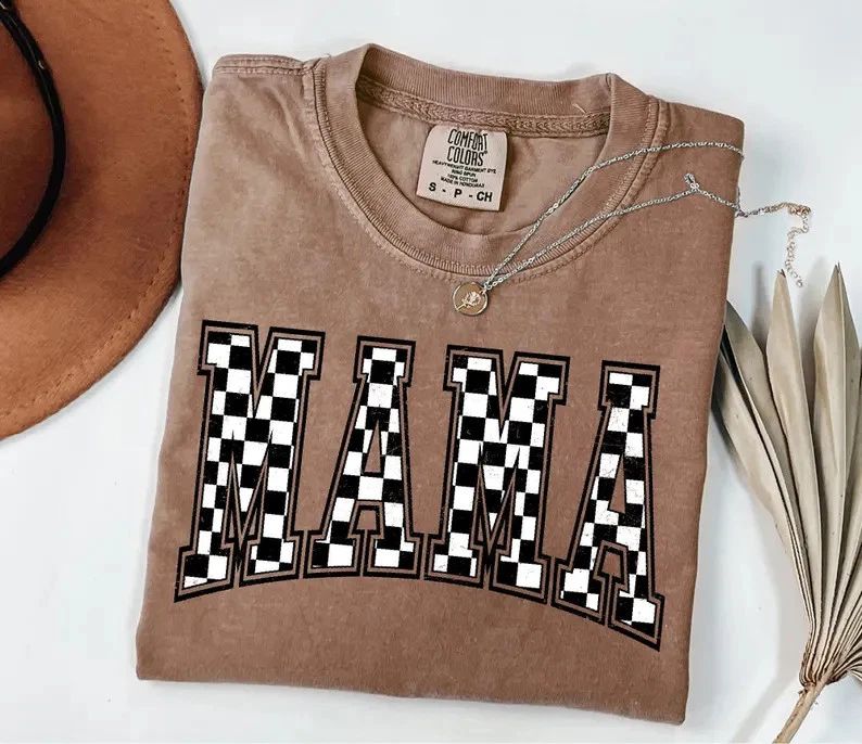 Retro Checkered Mama Comfort Tee Cute Mothers Day Gift