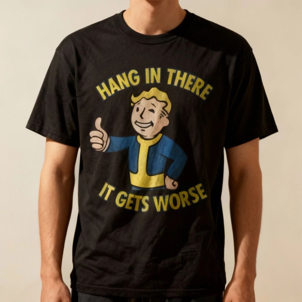 Fallout Graphic T Shirt Hang In There Funny Vintage Game Unisex Tee NWT