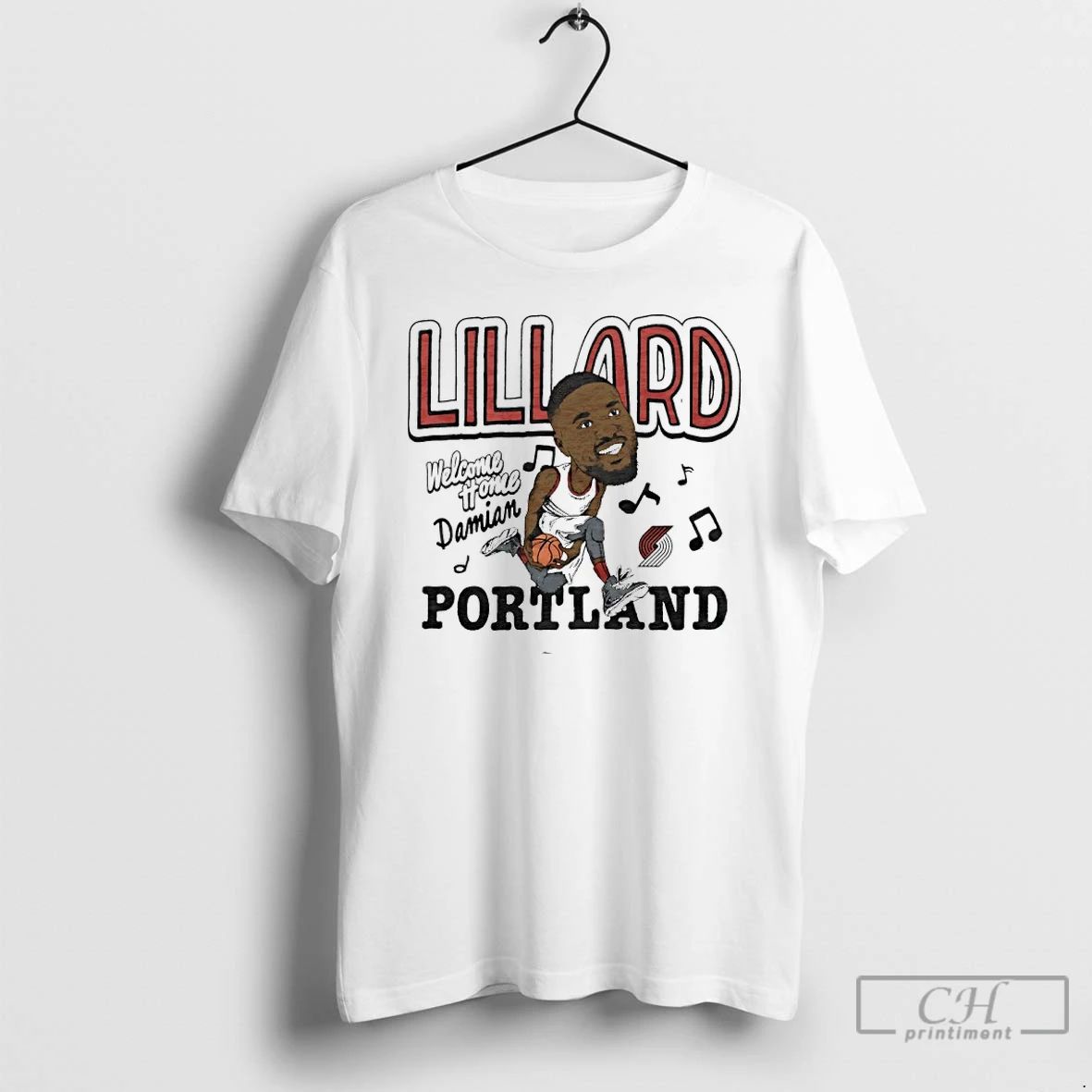Classic Damian Lillard Welcome Home Portland Trail Blazers Player Caricature T Shirts