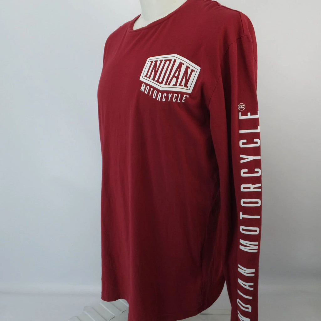 Men’s INDIAN MOTORCYCLE Long Sleeve T Shirt Red XL Spell Out Logo T-Shirt
