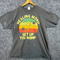 Healing Word D&D D20 Gaming Gildan Graphic T-Shirt Mens Large Gray Distressed