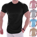 Mens T Shirt Slim Muscle Fit Stretch Tee Male Gym Crew Neck Short Sleeve Top