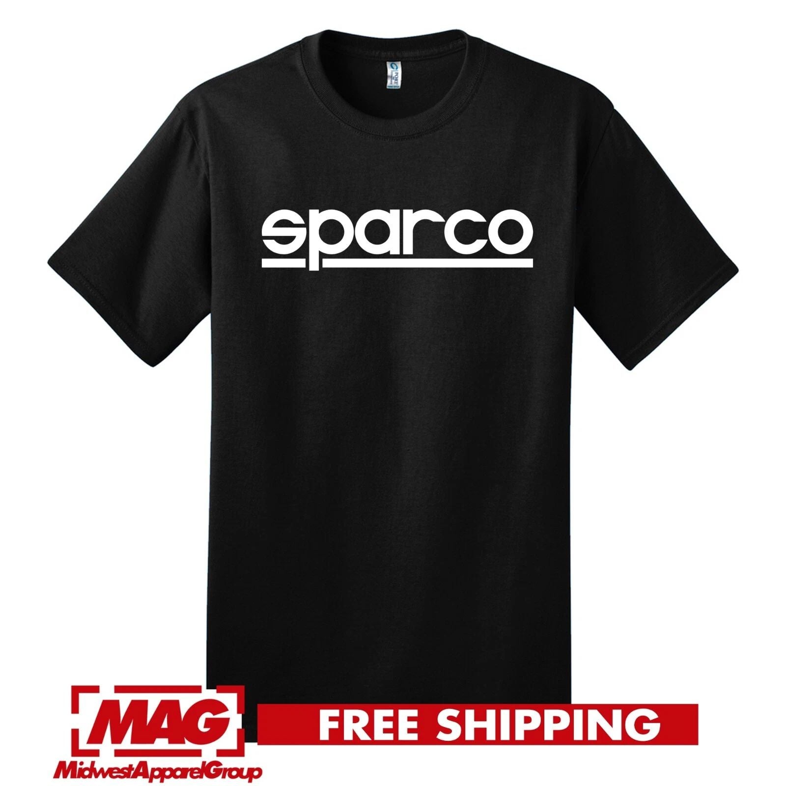 SPARCO BLACK T-SHIRT Logo Racing Auto Seats Gear Gaming Racecar Automotive Tools