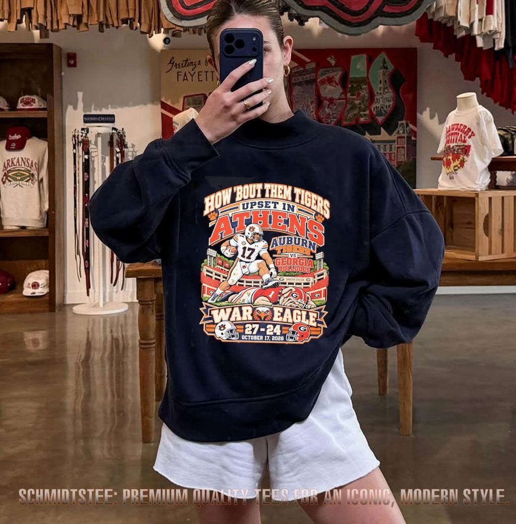 Auburn Tigers Vs Georgia Bulldogs How ’bout Them Tigers Upset In Athens War Eagle mascot shirt