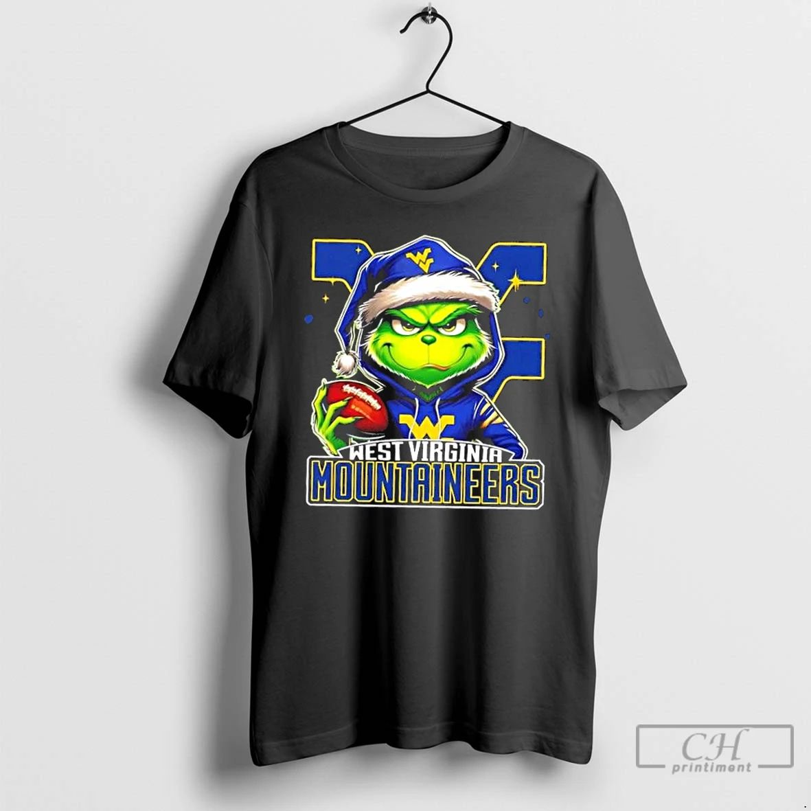 Premium Grinch Is Holding A Ball And Smiling At West Virginia Mountaineers Fans Christmas