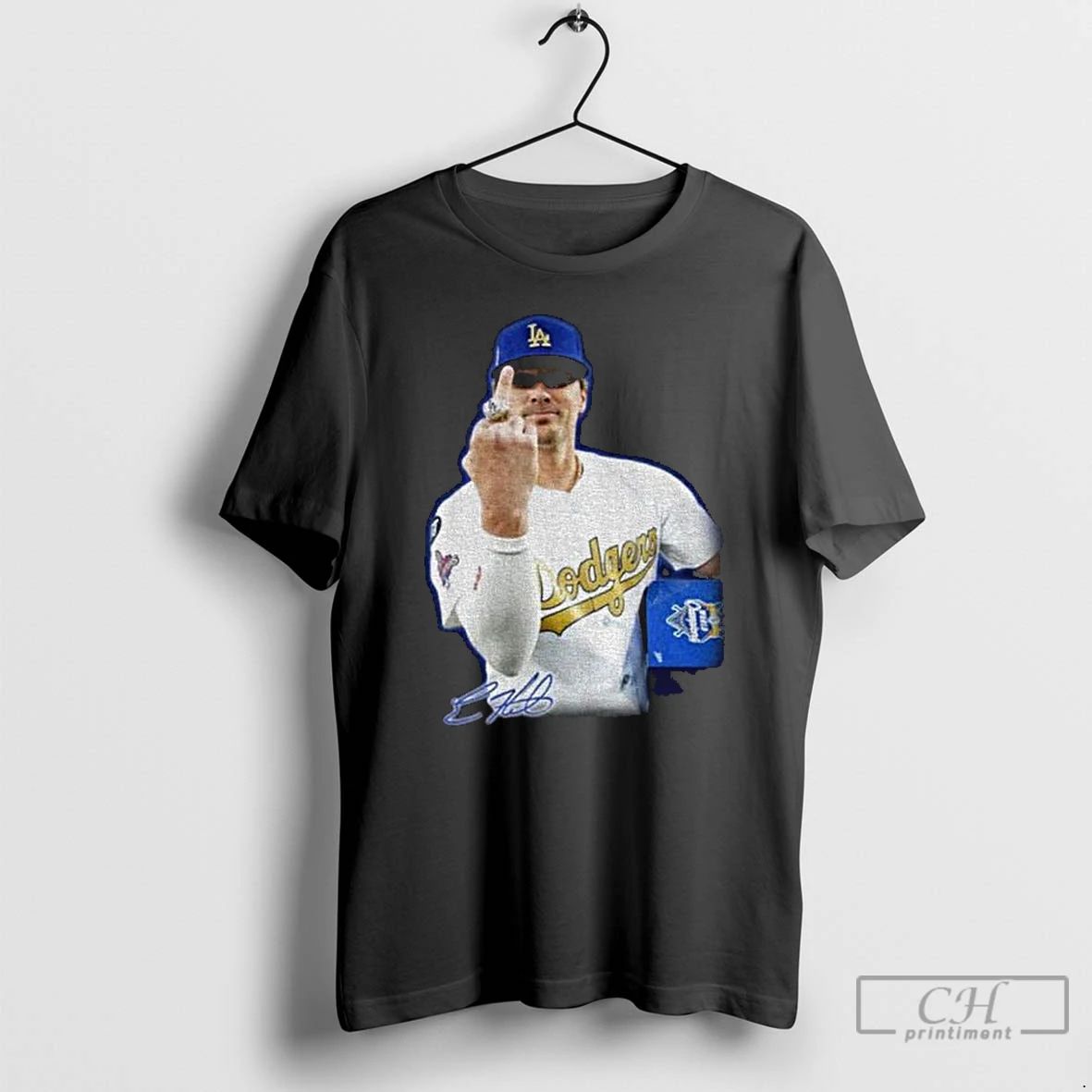 Classic Kike Hernandez Middle Finger Meme Signature Dodgers Champion T Shirts
