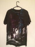 Custom 77 Mens Large Graphic V Neck T-Shirt Modern City & Flag