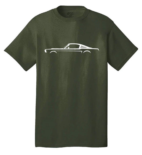 1965-66 Ford Mustang Silhouette t-shirt Classic Muscle Cars Racing Fastback 302