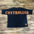 Controlled Insanity Men's L large Black Orange Cotton Skull Graphic shirt