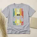 Level 40 Unlocked 40th Birthday T Shirt Custom Year Gift Gildan Heavy Cotton Tee