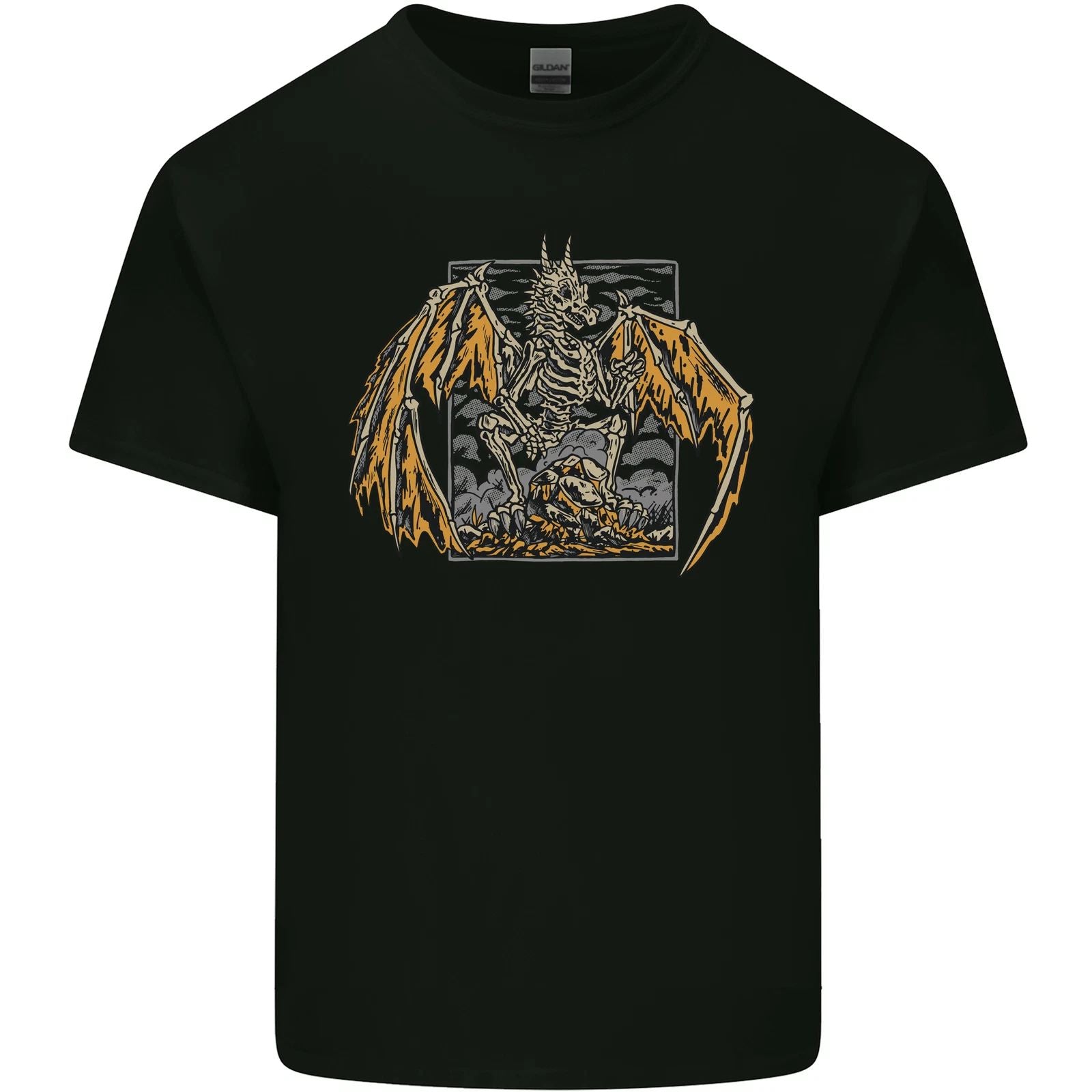 Devil Dragon Skeleton Fantasy Skull Demon Mens Light Cotton T-Shirt