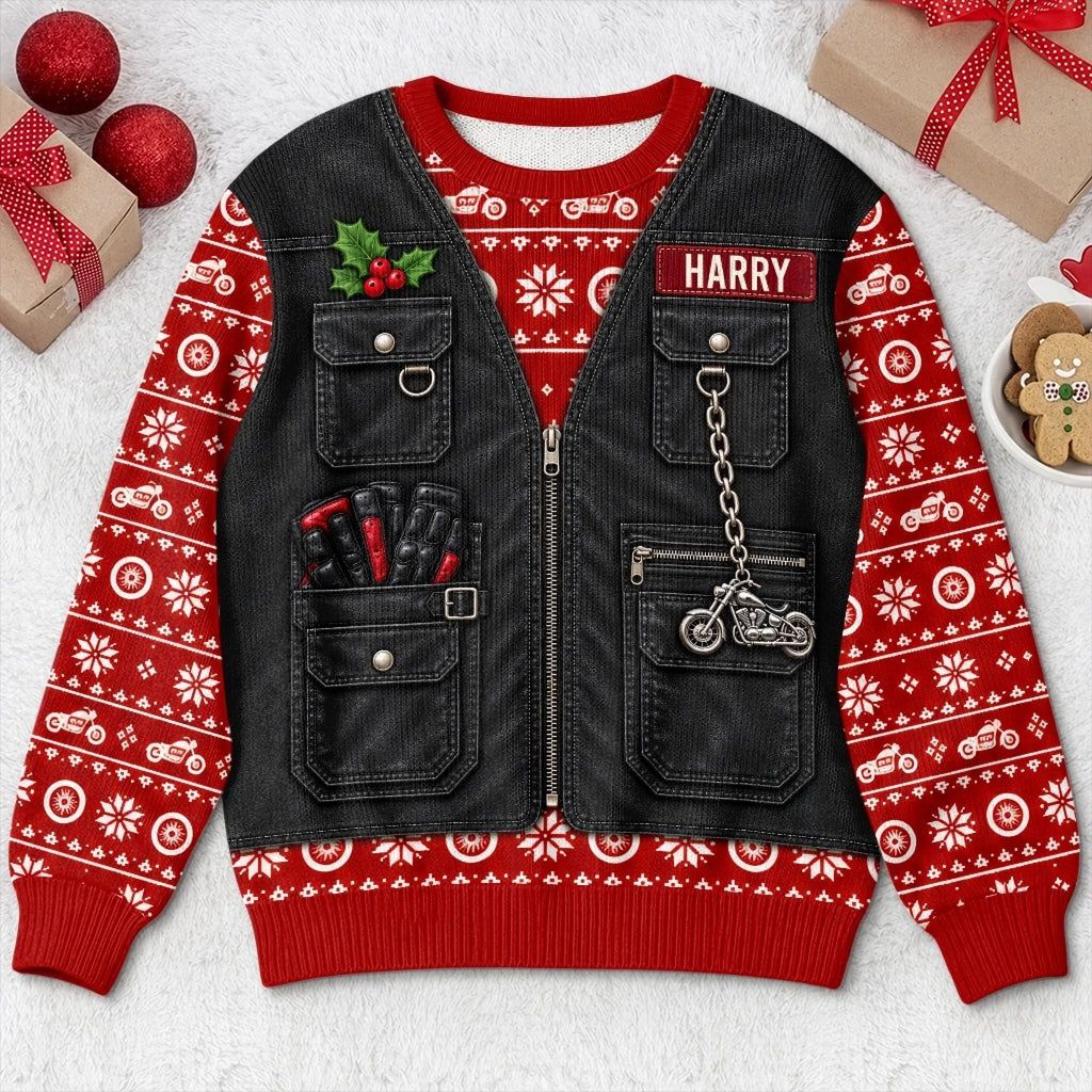 Custom Photo Biker Christmas Gifts for Men - Personalized Ugly Sweatshirt