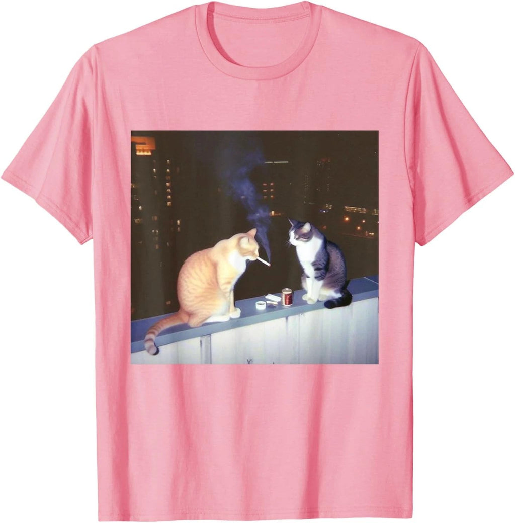 Funny Cat Meme Cat Smoking Cigarette Cat Lovers Men Women T-Shirt