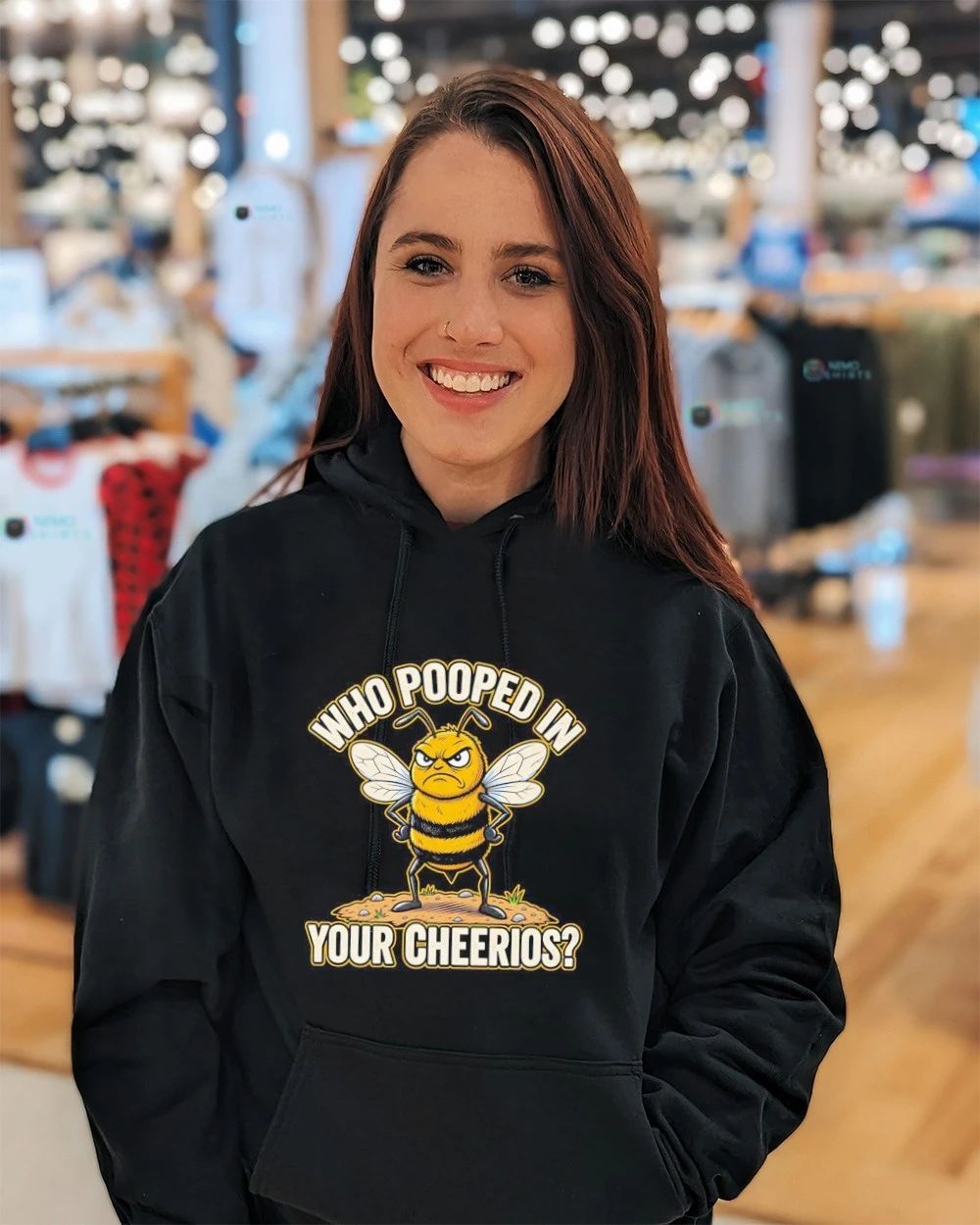 Angry Bee Who Pooped in Your Cheerios sarcastic shirt