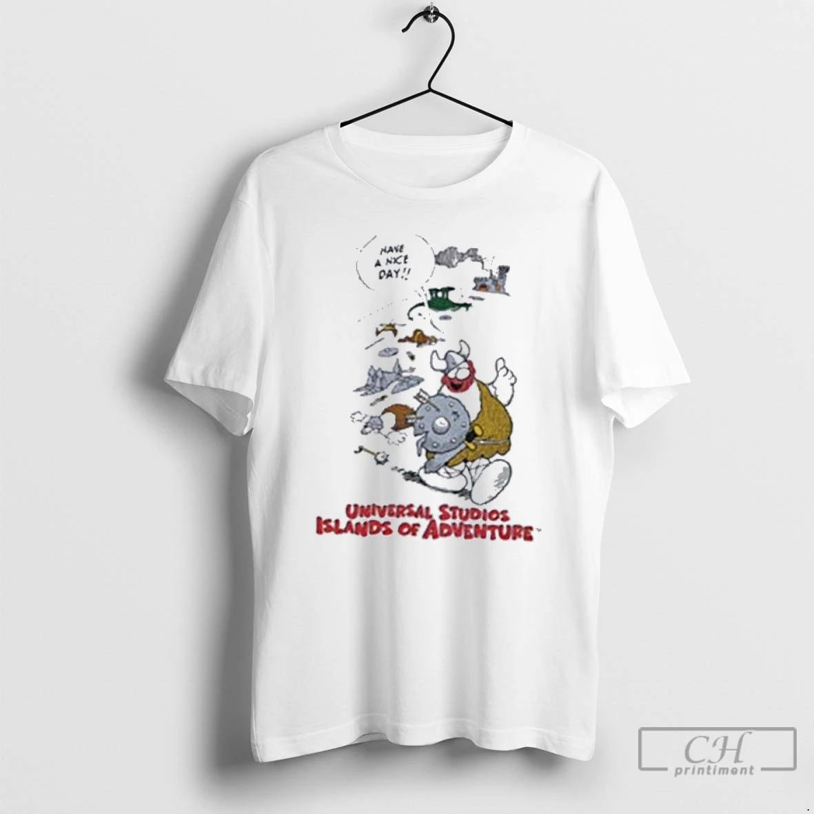 Classic Vintage Universal Studios Islands Of Adventure Viking T Shirts