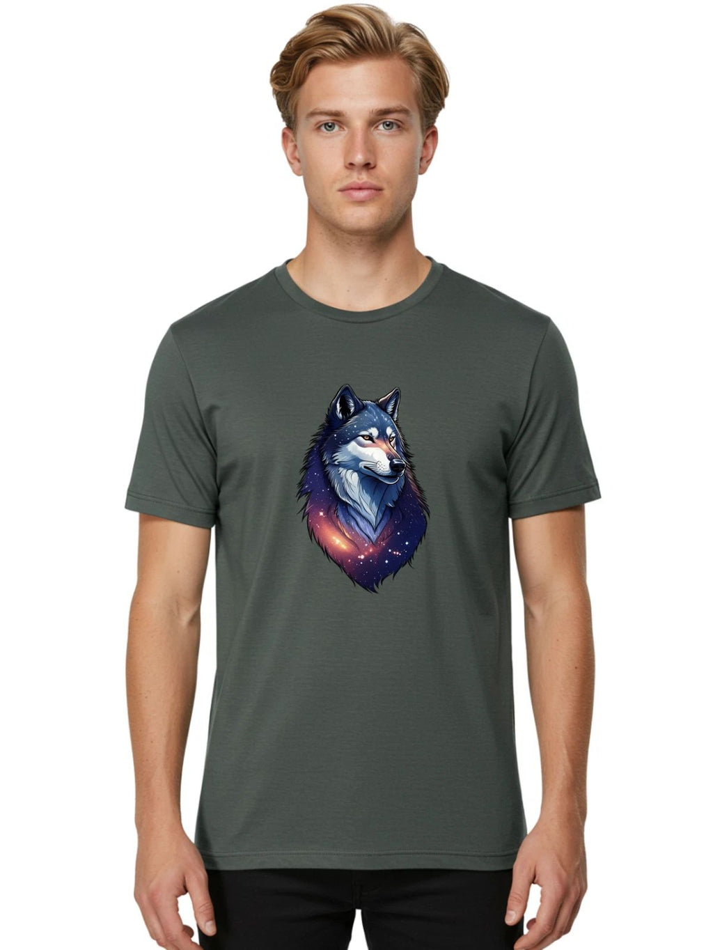 Galaxy-Wolf-7 Mens Graphic Tee, 100% Cotton, Casual Summer Wear