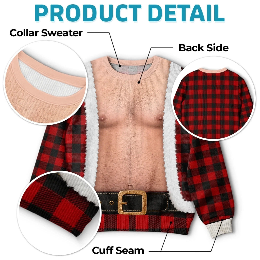 Custom Funny Ugly Sweatshirt - Personalized Christmas Birthday Gifts For Husband, Dad, Grandpa - Bringing The Heat In Plaid