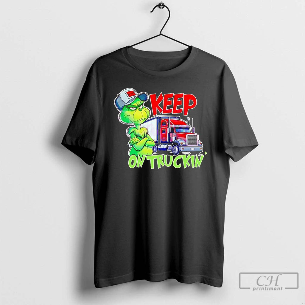 Classic Grinch Truck Driver Keep On Truckin Christmas T Shirts