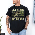 250th Anniversary USA 250 Years Birthday Bass Fishing Camo Patriotic T-Shirt