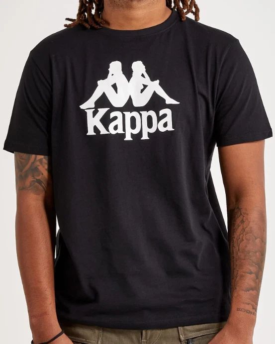 $50 KAPPA Black ESTESSI Regular Fit Short Sleeve Logo T-SHIRT Soccer Jersey NWT