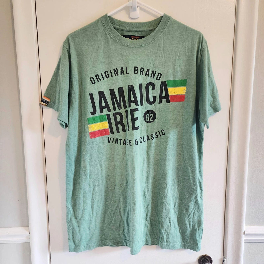 Surf Classics Size Large Men’s Green Short Sleeve Shirt Jamaica Irie