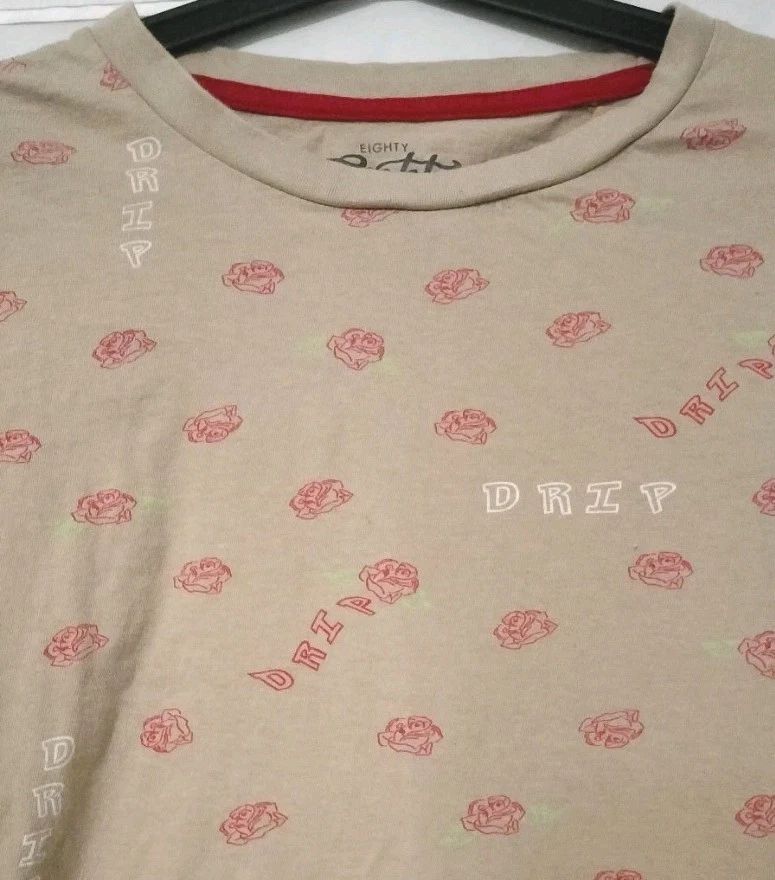 Eighty Eight Brand Mens Drip and Roses T-Shirt Graphic Print Short Sleeve 3XL