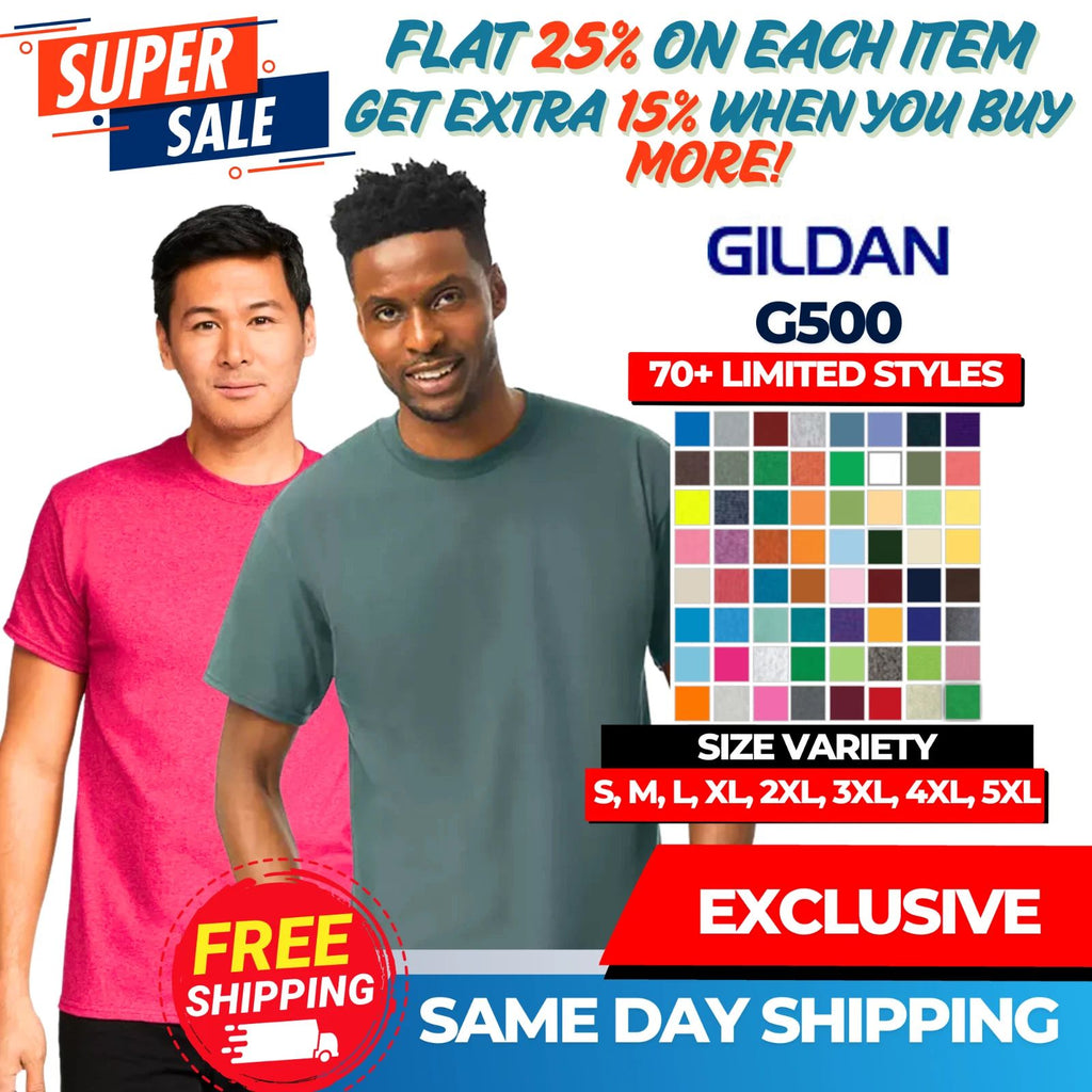 GD210 Gildan G500 Mens Short Sleeve Heavy Cotton Printable Plain Blank T-Shirt