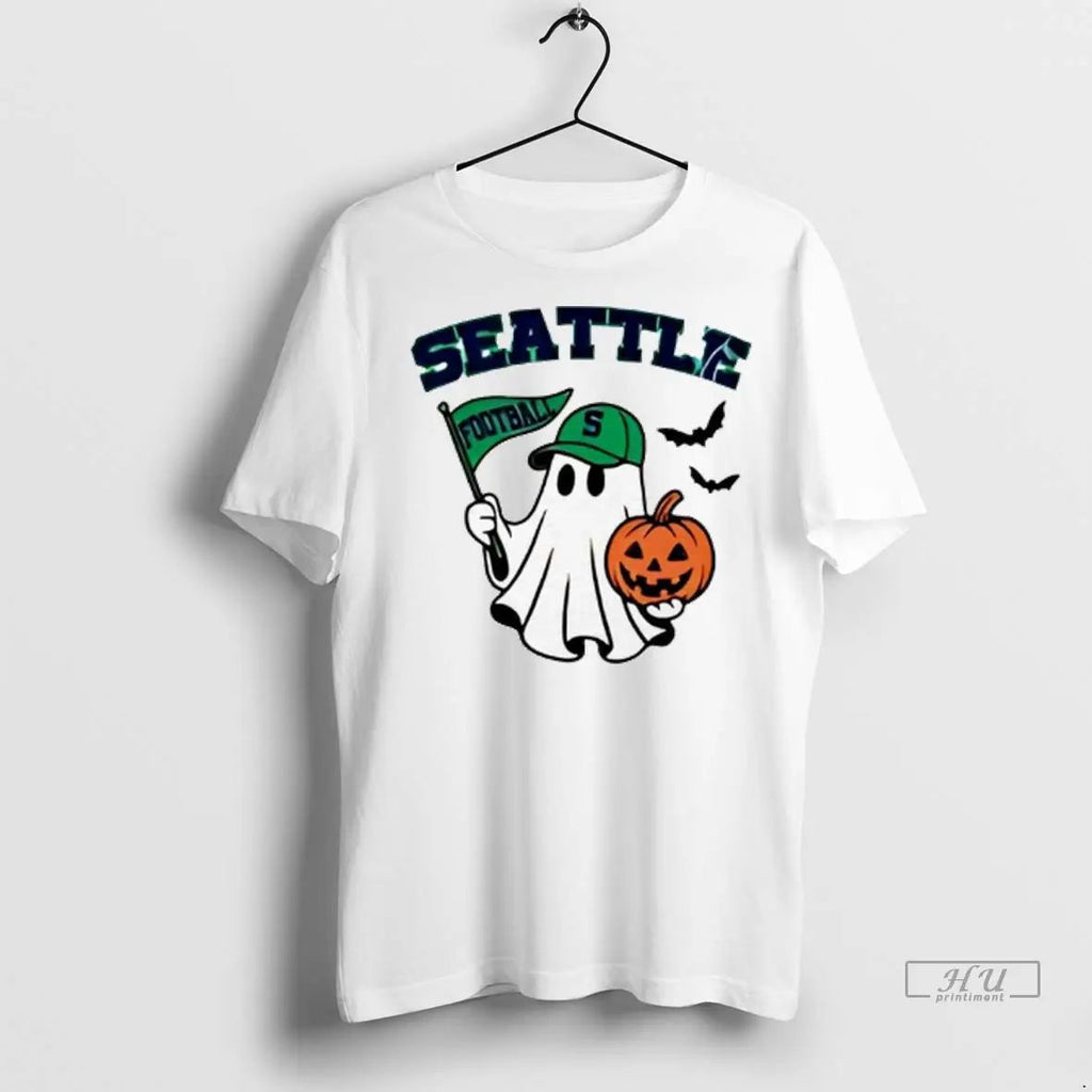 Officials Halloween Ghost Seattle Mariners Football Flag Pumpkin Ladies T Shirts