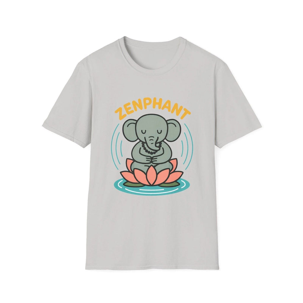Unisex Softstyle T-Shirt Cartoon Elephant Meditation Yoga Zen Lotus Tee